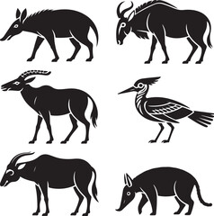 Fototapeta premium African Wildlife Silhouette Collection