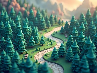 自然, 景色, 環境問題, 風景, 木, イラスト, 季節, 観光, 旅行, 山, 森, 空, 草, デザイン, 緑, 山脈, 夕方の森、夜の森、森林、川、道、