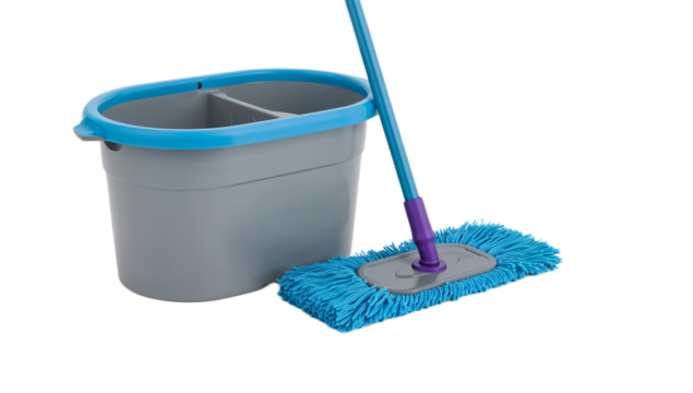 Cleaning Supplies Illustration A Bucket and Mop for a Spotless and Sanitary Environment