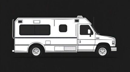 White Ambulance Van Side View