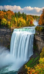 Autumn Falls Majestic Waterfall Views in New York State Beauty