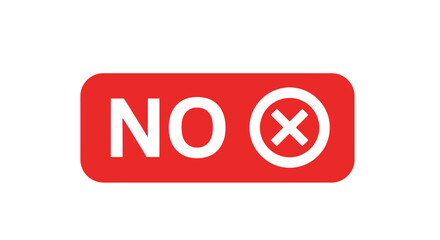 Red "No" Icon with Cross Symbol &ndash; Flat Rejection and Cancel Button Design