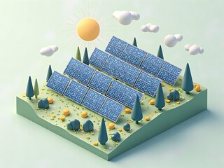 アイソメトリック, 3Dマップ, 地図, ゲームマップ, 自然, 景色, 環境問題, ゲーム風景, ミニモデル, 風景, 木, ジオラマ, 3D, イラスト, 季節, 粘土, 建築, 観光, 旅行, 温暖化, 山, 森, 空, テクノロジー, エコロジー, 太陽, パワー, エネルギー, パネル, 光起電力, ソーラーパネル, 太陽光, 環境の, 電気の, ビジネス, エコ, リニューアブル,