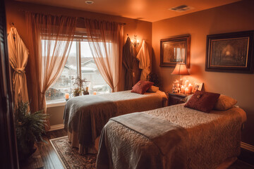 Indulge in relaxation together with a luxurious spa day in a peaceful setting, unwind and rejuvenate your body and soul in this elegant spa room