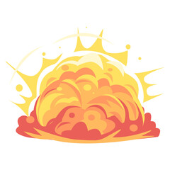 Cartoon Explosion Illustration With Dynamic Yellow Orange And Red Hues and Transparent Background