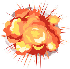 Abstract Explosion Rendering In Red Yellow And White With Transparent Background Isolated View
