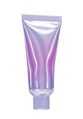Iridescent cosmetic cream tube isolated on white background advertising concept