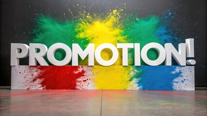 Big Promotion Announcement with Colorful Powder Explosion Background