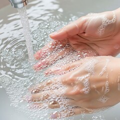 Fototapeta premium Washing Hands with Soap and Water for Hygiene.