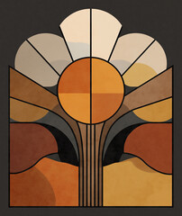 Minimalist poster with abstract art botanical composition in trendy contemporary collage style
