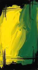 Abstract Fusion - Yellow and Green Strokes with Black Accents.