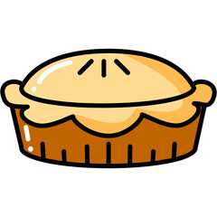 Cute Pumpkin Spice Pie Food Cartoon Dessert Hand Drawn Illustration Thanksgiving