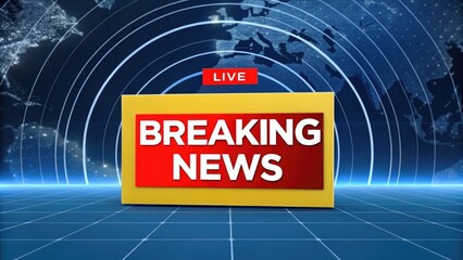 Breaking News Live Broadcast Presentation Graphic with World Map Backdrop