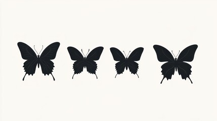 Simple black butterfly silhouettes, different sizes, for design or educational use