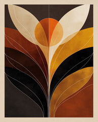 Minimalist poster with abstract art botanical composition in trendy contemporary collage style