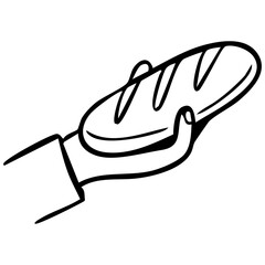 Hand holding baguette vector illustration
