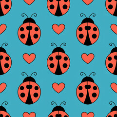 Fototapeta premium Ladybug Seamless Patterns