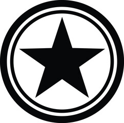 Classic black star icon inside a circular emblem vector graphic for design projects