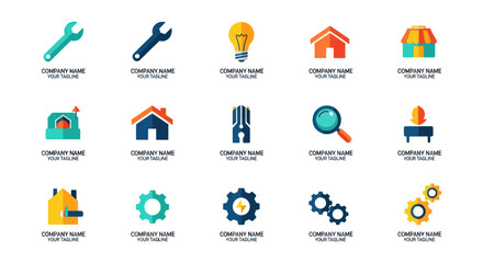 Collection of Colorful Business and Industry Logo Designs.