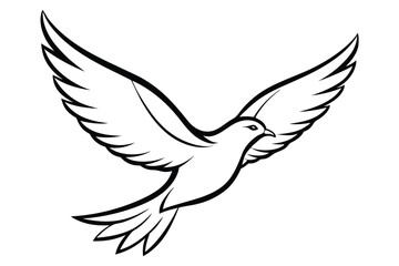 Fototapeta premium Stylized Flying Bird Illustration Highlighting Freedom and Grace Line Art