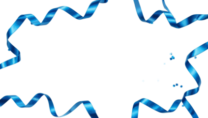 Blue Ribbons Border on White Background - Festive Decoration