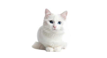 White Kitten with Blue Eyes on transparent background