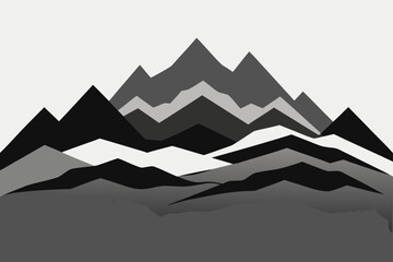 Monochromatic mountain range with layered peaks view