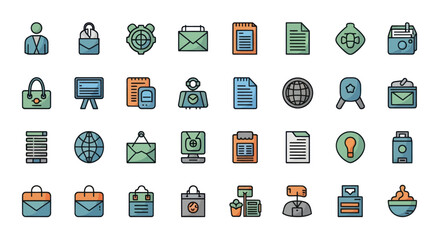 Collection of Business and Office Icons for Digital Use.