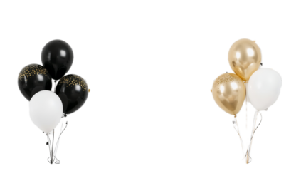 Elegant Balloon Bouquets for Celebrations Black, White, and Gold Decorations with Festive Themes