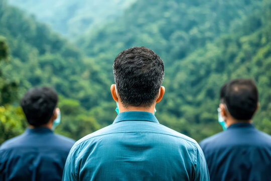 environmental conservation with forest preservation and green policy. Press conference with Protect Forests Enact Green Policy banner