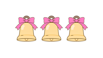 Three Decorative Bells with Bows Illustration