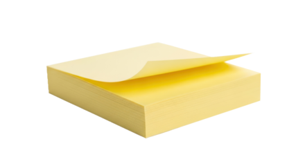 A stack of yellow sticky notes on a white background.