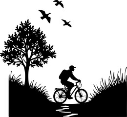 Fototapeta premium silhouette of a man riding a bicycle