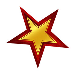 Obraz premium Premium Gold Star Award Icon with Textured Red Border: Quality Rating Badge