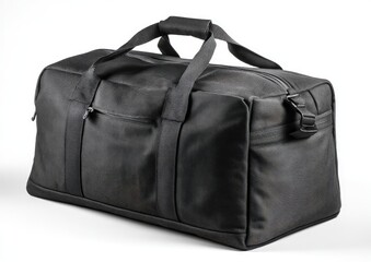 Naklejka premium Black duffel bag, studio shot