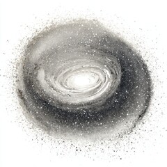Abstract Grayscale Spiral Galaxy on White Background