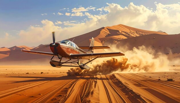 Bush Plane Landing in the Desert - A Thrilling Adventure.