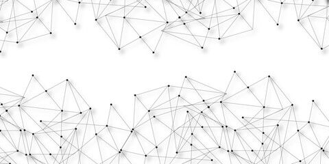Technology abstract white digital background of connected dot with black line .many squares and rectangle shapes .Internet connection network high digital technology with connecting points and
