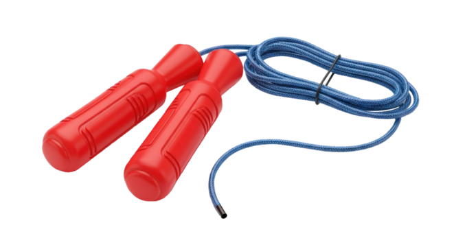 Red jump rope on a white background.