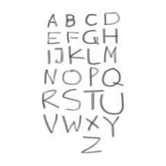Hand-Drawn Uppercase Alphabet – Stylized Gray Brushstroke Letters A–Z