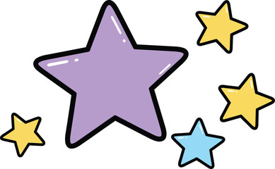 Colorful star vector illustration with sparkles and shine for decorative design elements