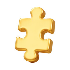 Obraz premium PNG Golden puzzle piece isolated.