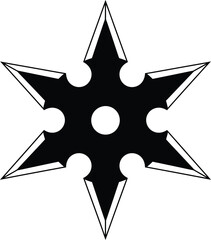 Black six pointed star shuriken vector illustration scalable icon eps file
