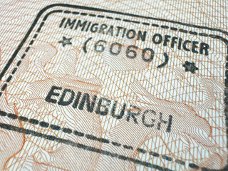 Visa in passport for world travel, HEATHROW UK visa, England, GB, Scotland, Edinburgh, passport stamp, Northern Ireland, Wales. Immigration to England, illegal migrants, airport, customs, news, closed