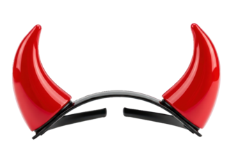 Red devil horns on a white background.