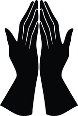 Silhouette of two hands clasped together in prayer