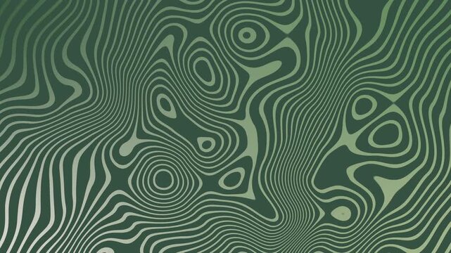 Hypnotic Flowing Green Metallic Lines Create a Warping Abstract Damascus Pattern. Stock Footage