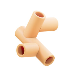 Abstract interconnected beige pipe structure with transparent background isolated 3d rendering