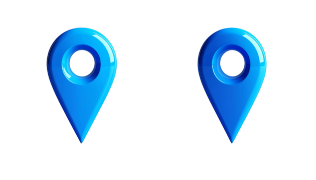  Location pin duo in 3D style, isolated on transparent background