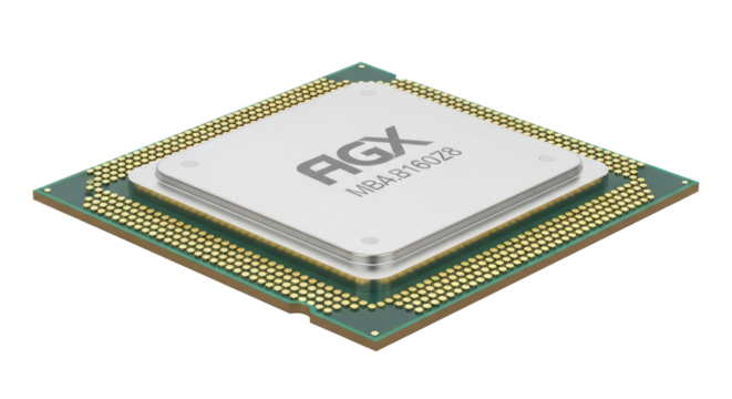 A computer processor with the AGX logo on it.